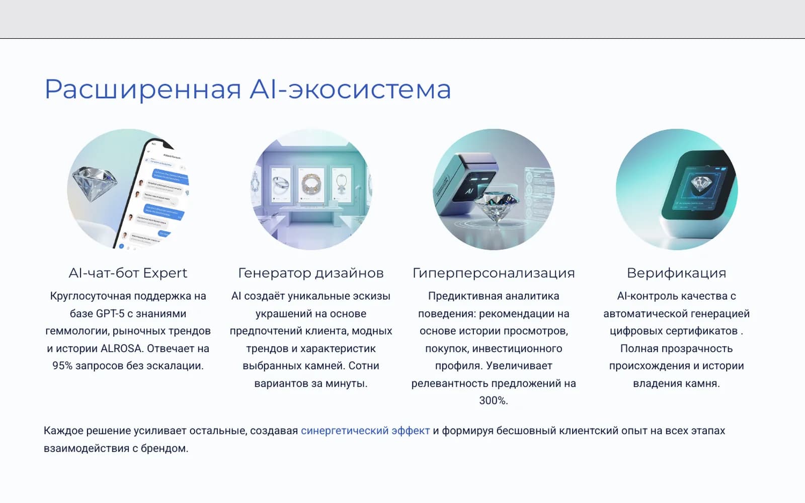 Extended AI ecosystem: expert chatbot, design generator, personalization, verification