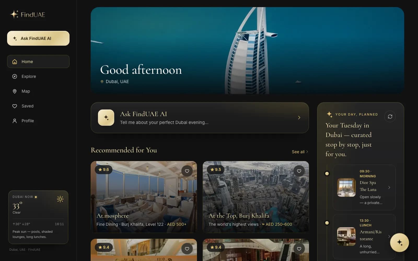 Personal Dubai feed with AI concierge