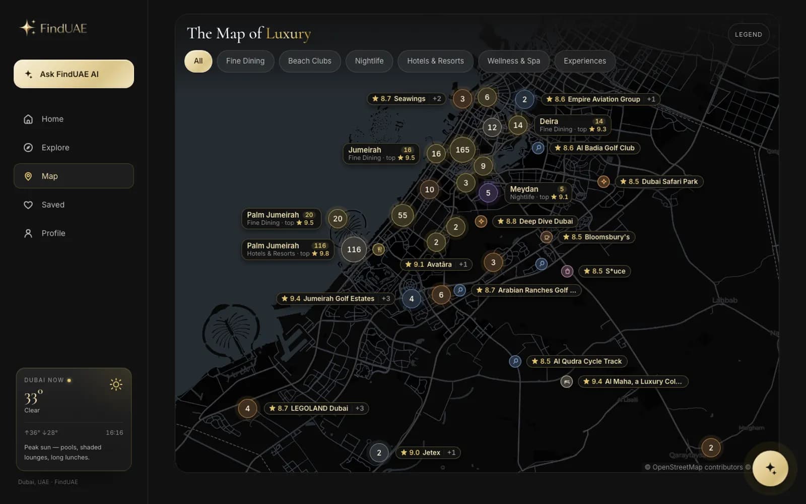 Map of luxury across Dubai