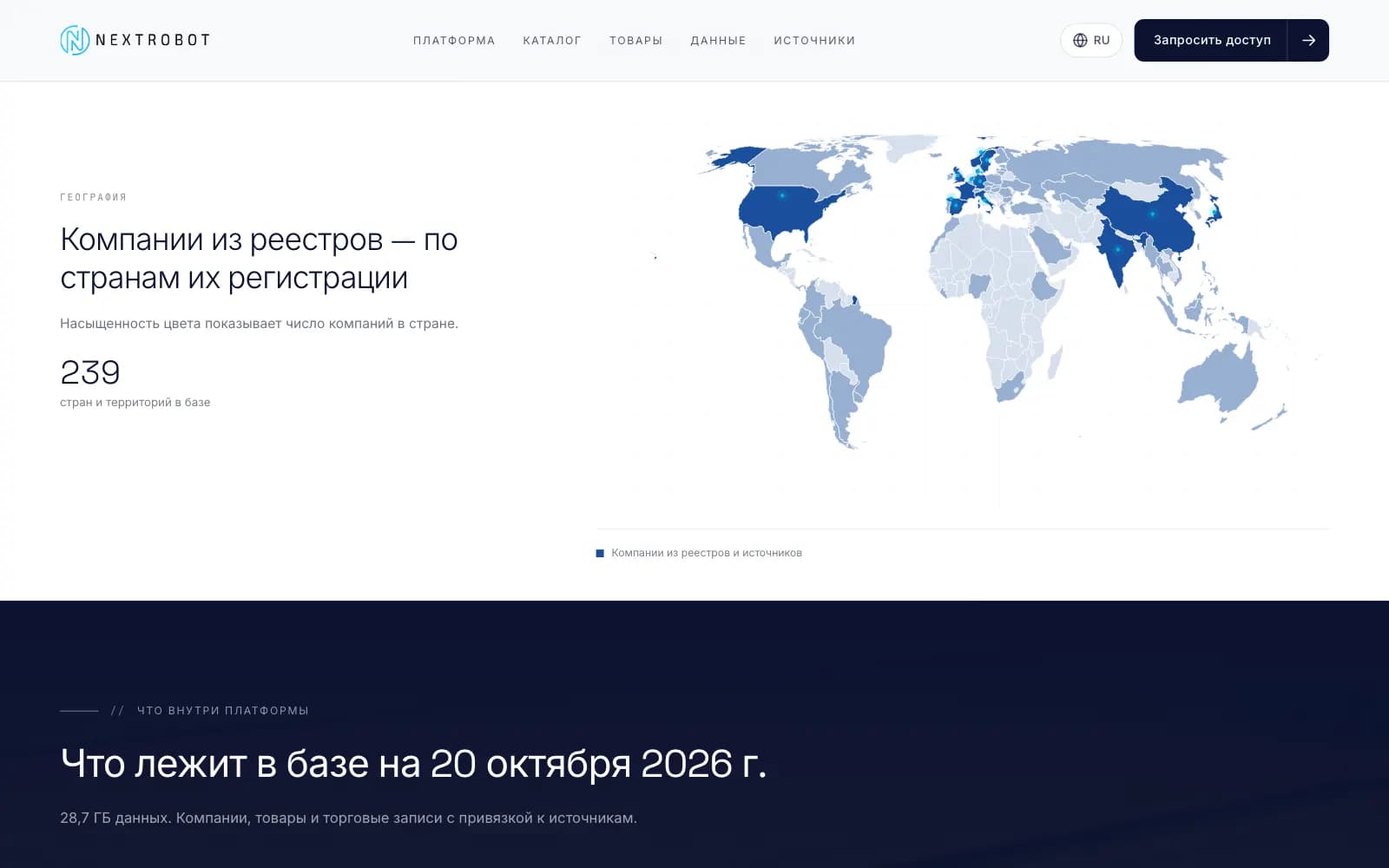 Registry companies mapped across 239 countries