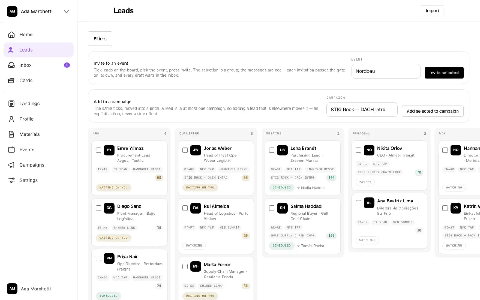 Lead pipeline from tap to deal