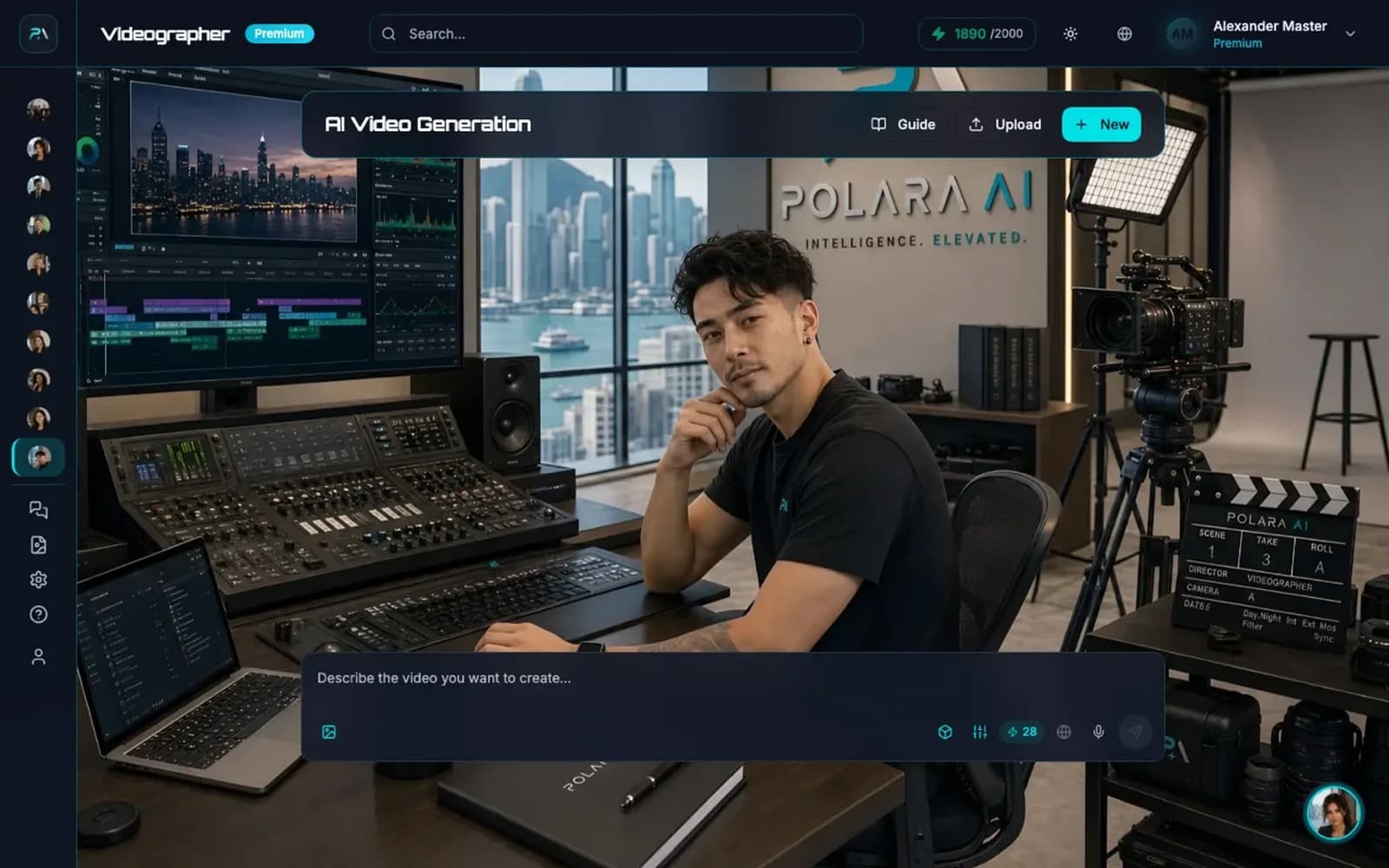Videographer room with the AI video composer