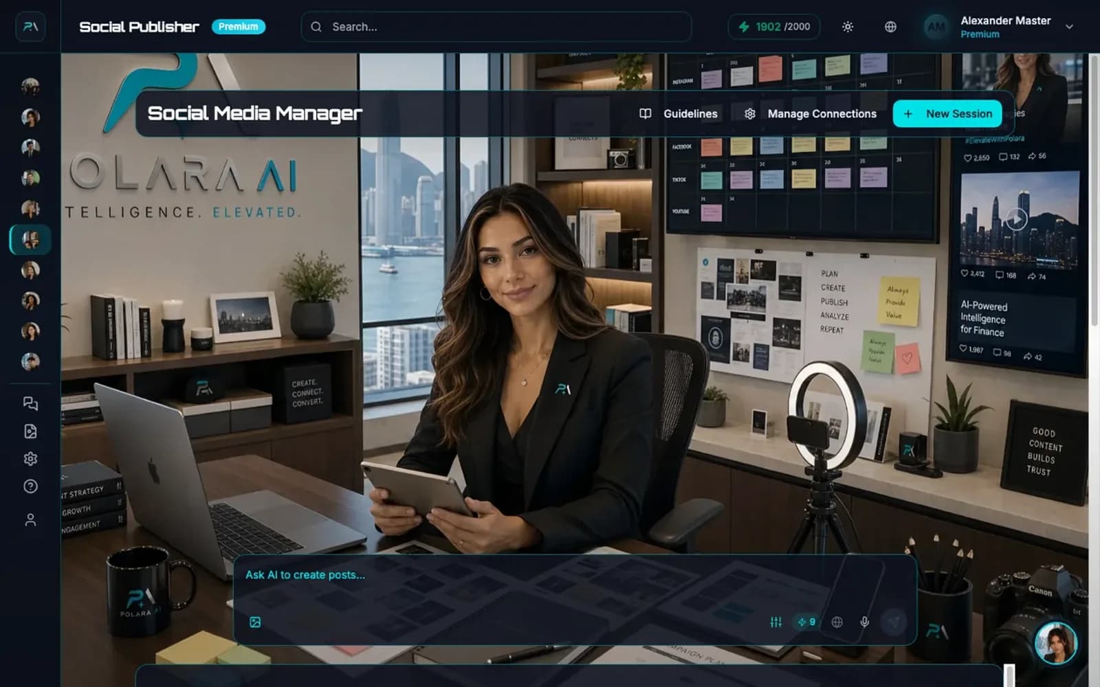 Social media manager with connected accounts