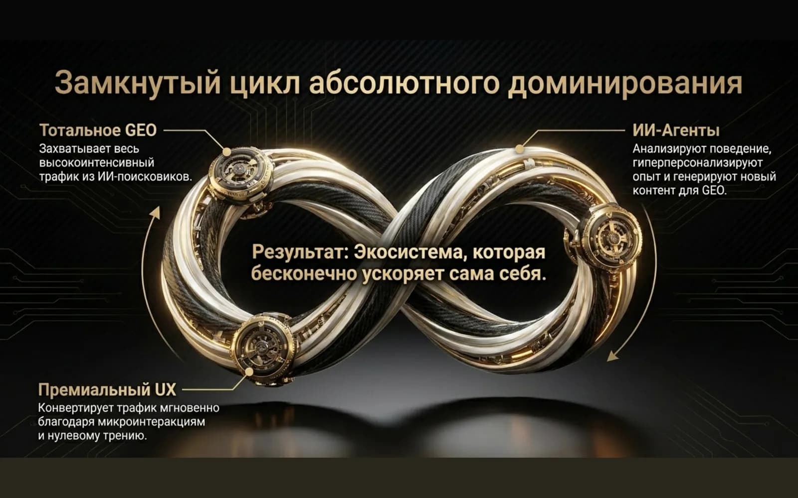 Closed loop: GEO, premium UX, AI agents