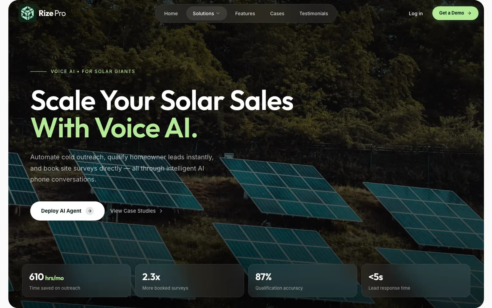 Industry page: voice AI for solar