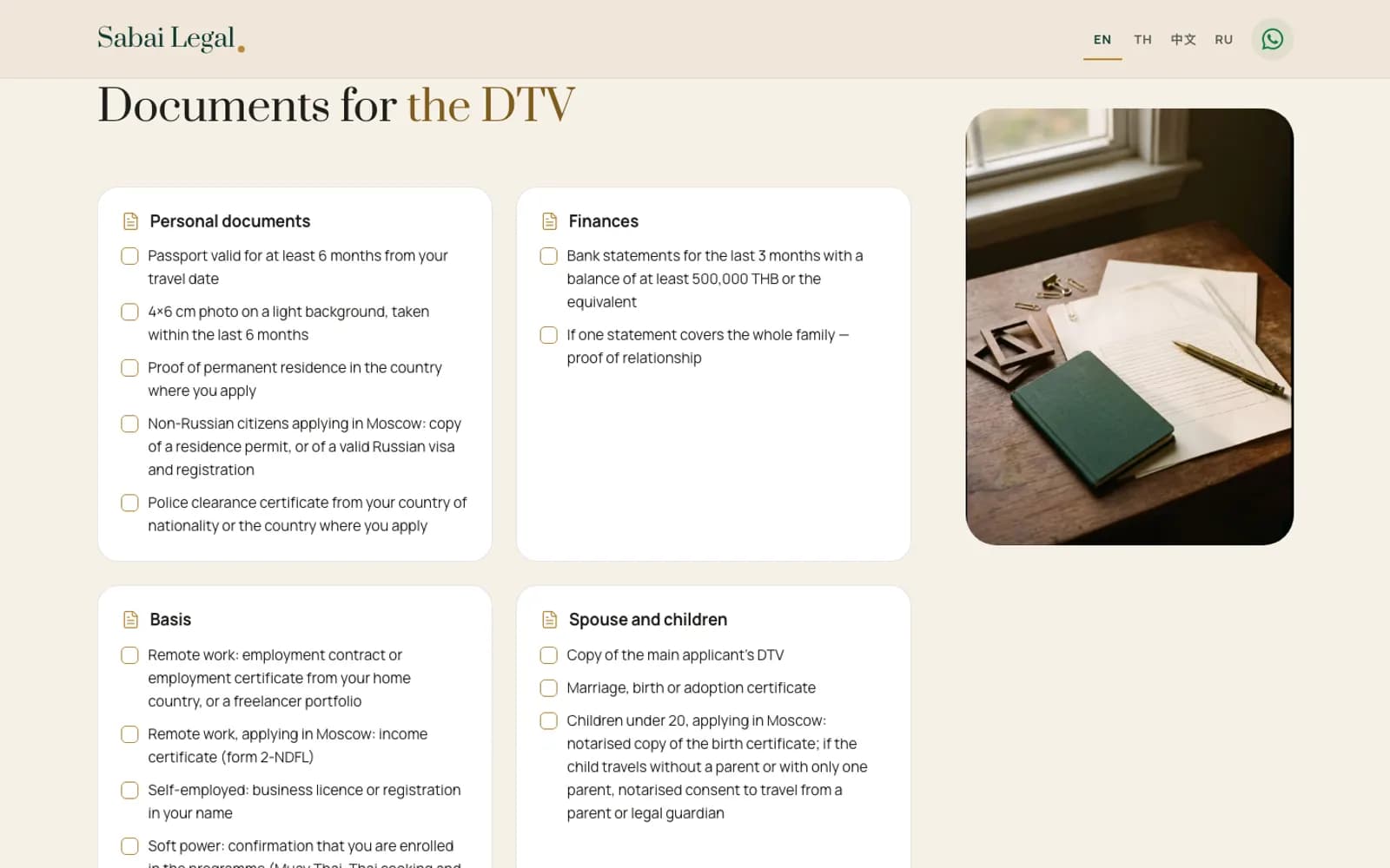 Clear document checklist for every visa