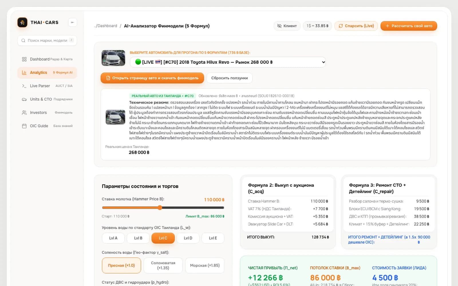 Deal analyzer: bid, repair, profit