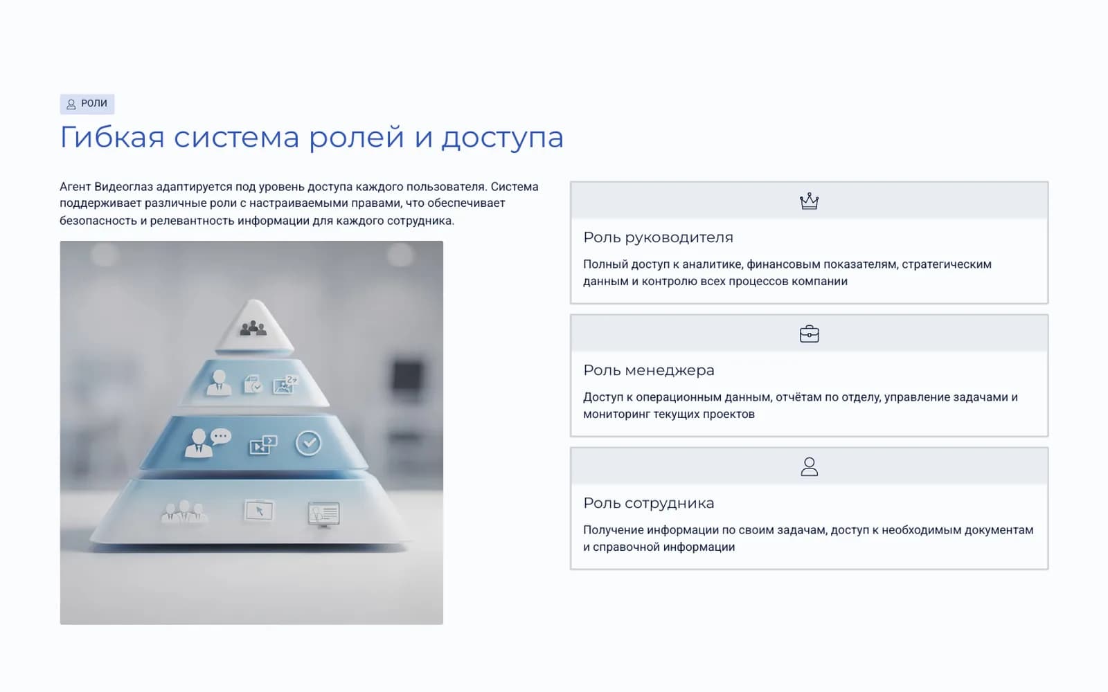 Role-based access: executive, manager, employee