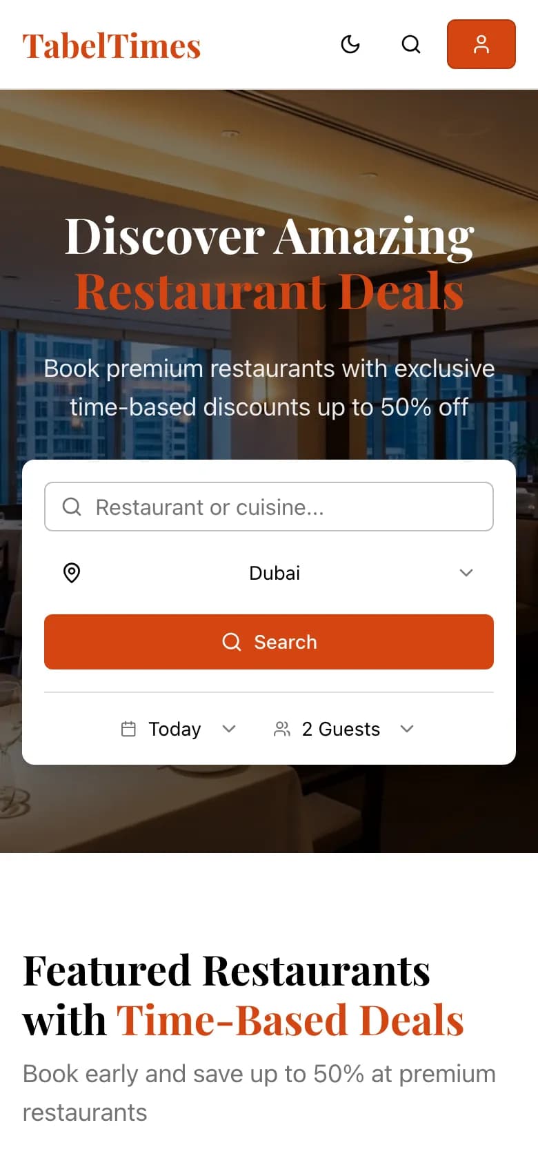 TableTimes: mobile screenshot