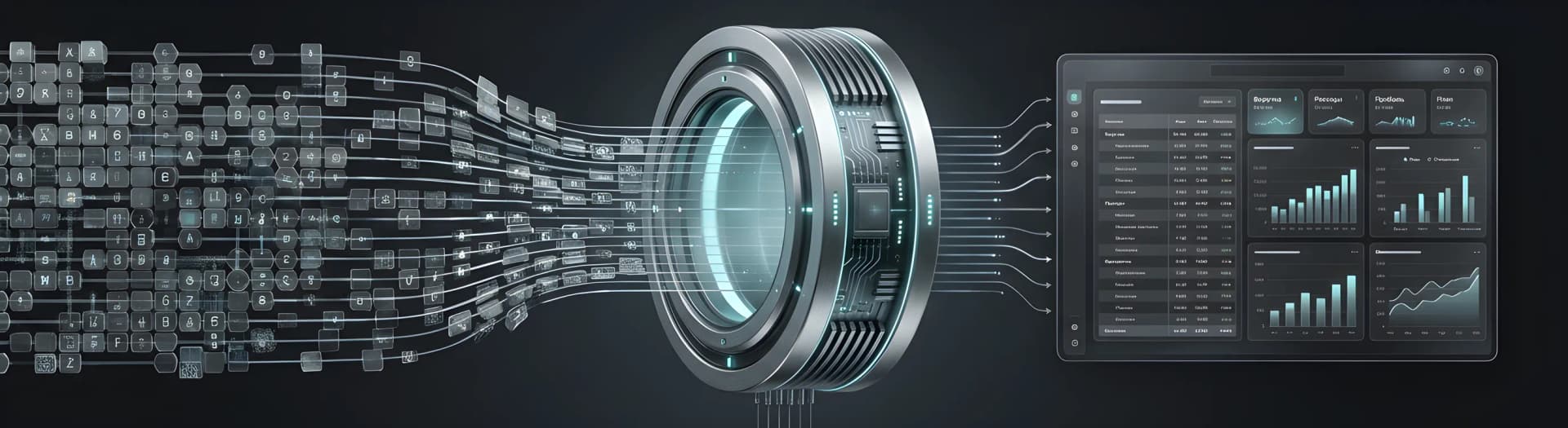 Financial data flowing through a local compute module into a report