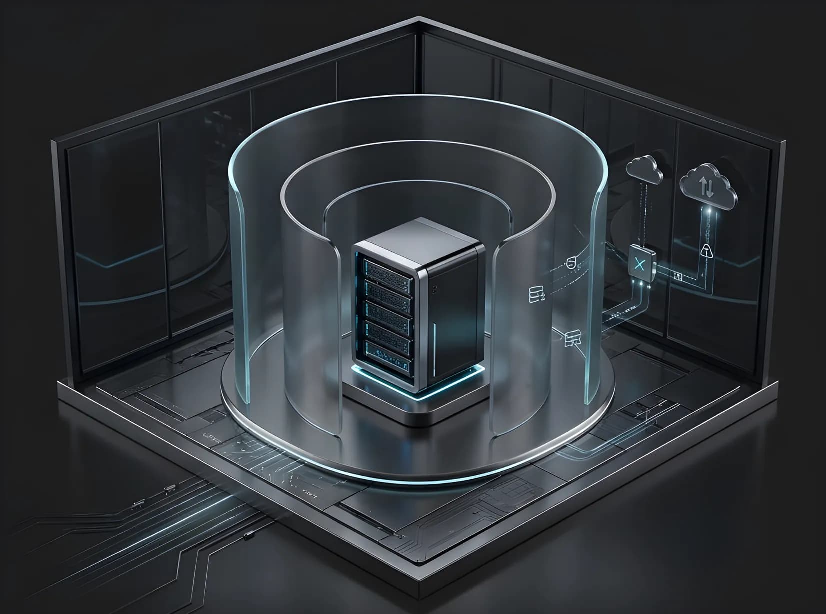 A server inside a protective perimeter: three levels of data protection